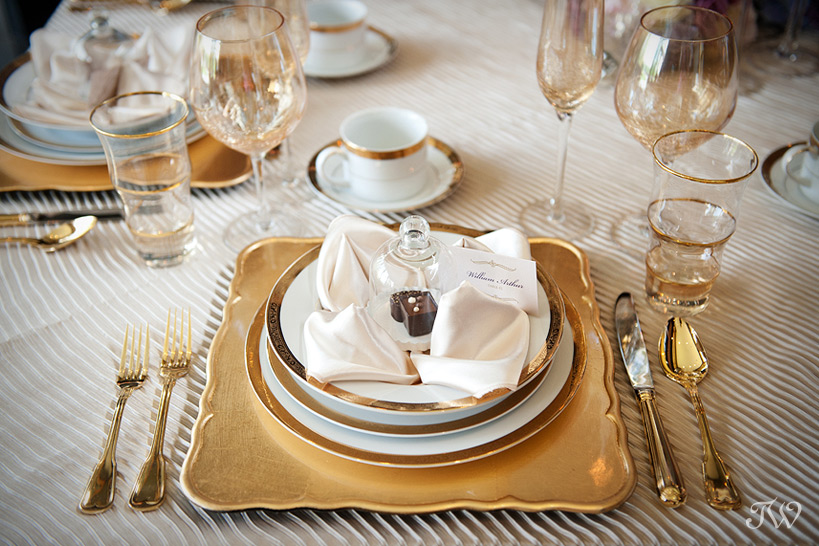 gold table setting captured by Tara Whittaker Photography