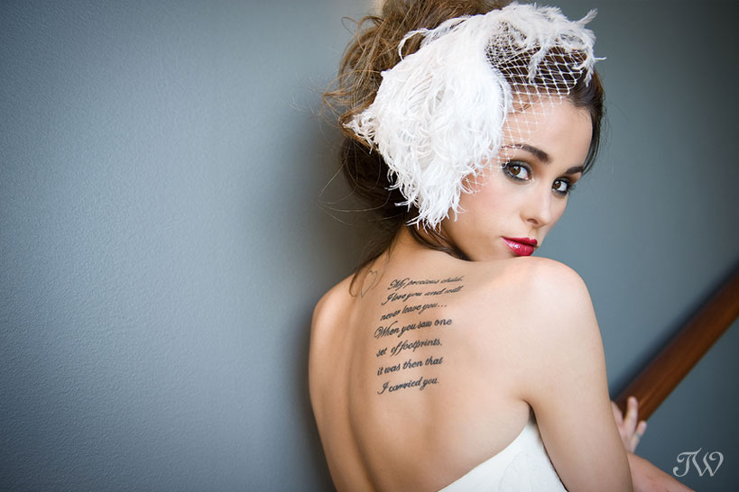 bride with tattoo captured by Tara Whittaker Photography