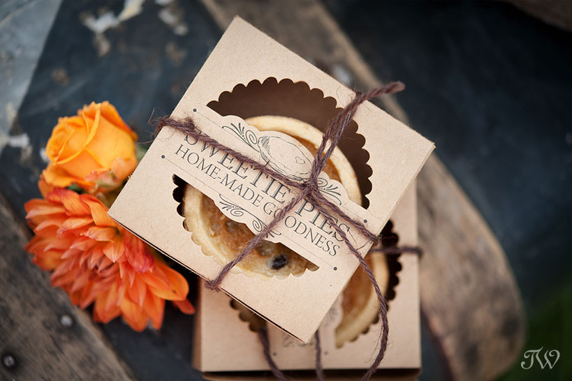 pies as wedding favours photographed by Tara Whittaker