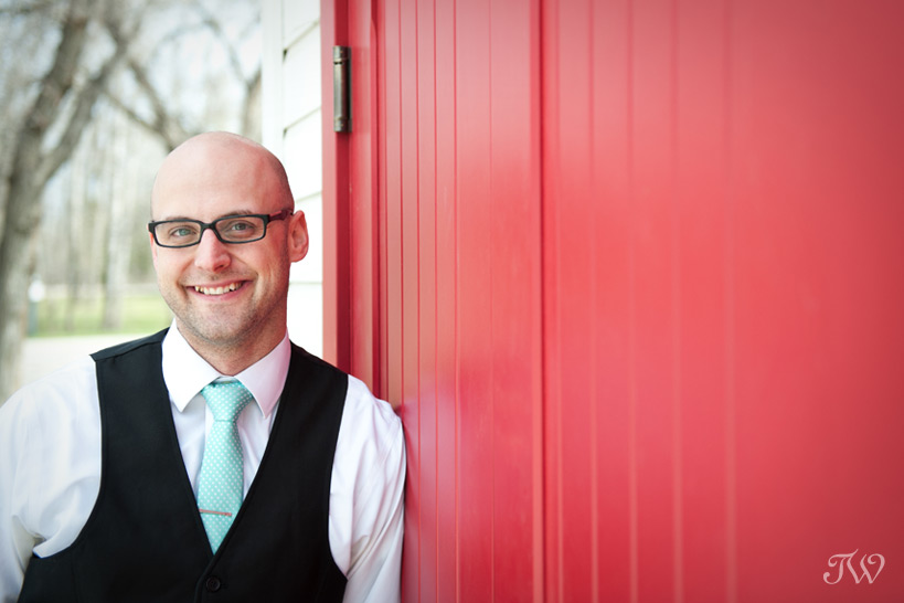 Groom before his High River wedding captured by Tara Whittaker Photography