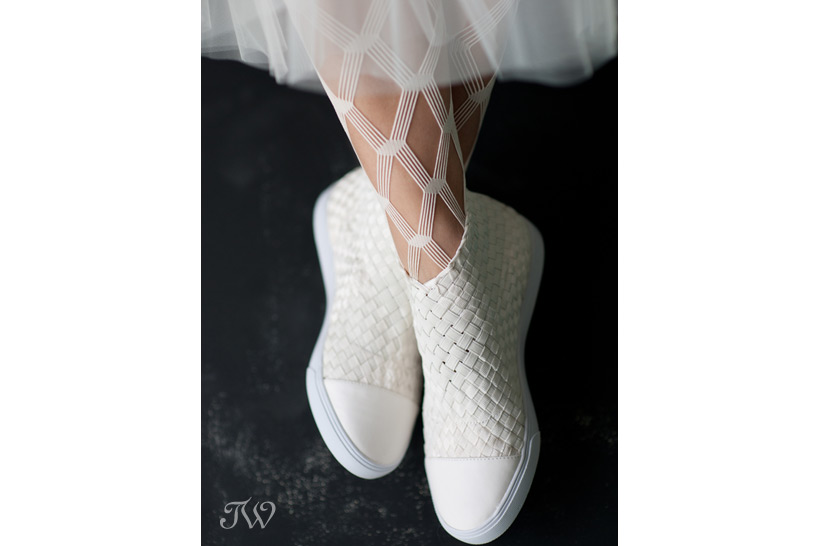 white ribbon sneakers for a bride Tara Whittaker Photography