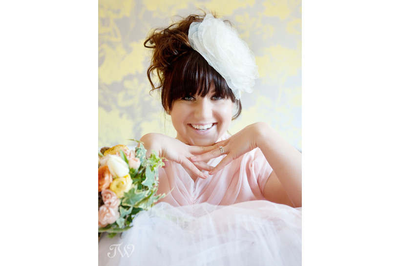 bride with a  floral headpiece