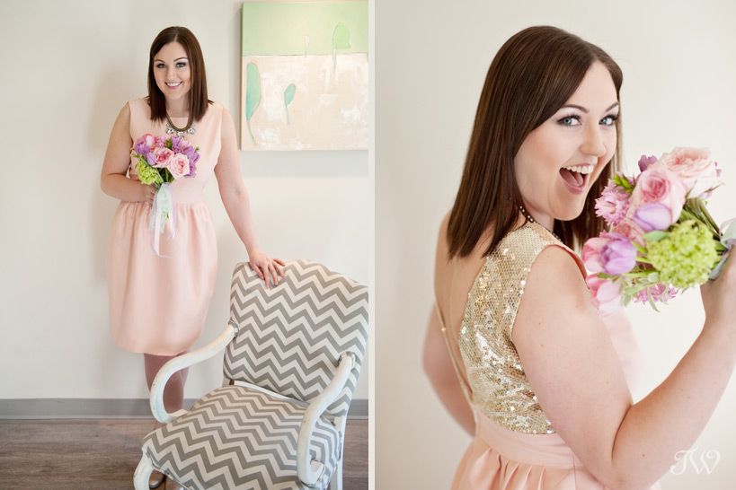 peach dress with gold sequins by Tara Whittaker Photography