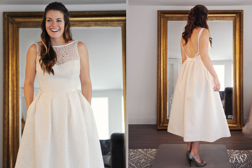 Tea length bridal gown from Pearl & Dot captured by Tara Whittaker Photography