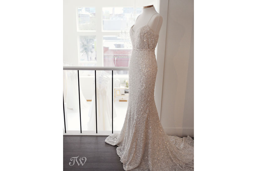 Glamorous wedding gown at Pearl & Dot captured by Tara Whittaker Photography