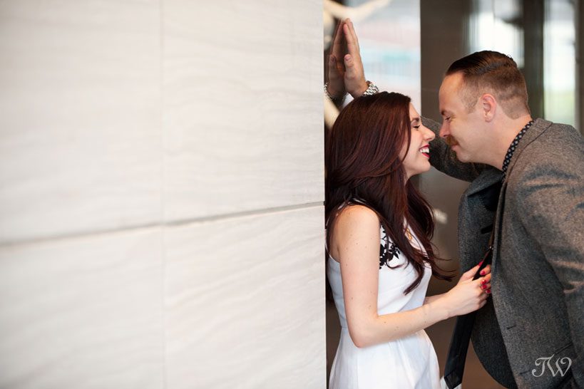 downtown Calgary engagement session captured by Tara Whittaker Photography