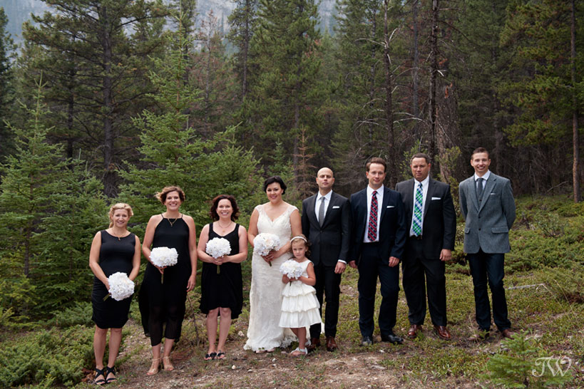 bridal party at a Banff wedding captured by Tara Whittaker Photography