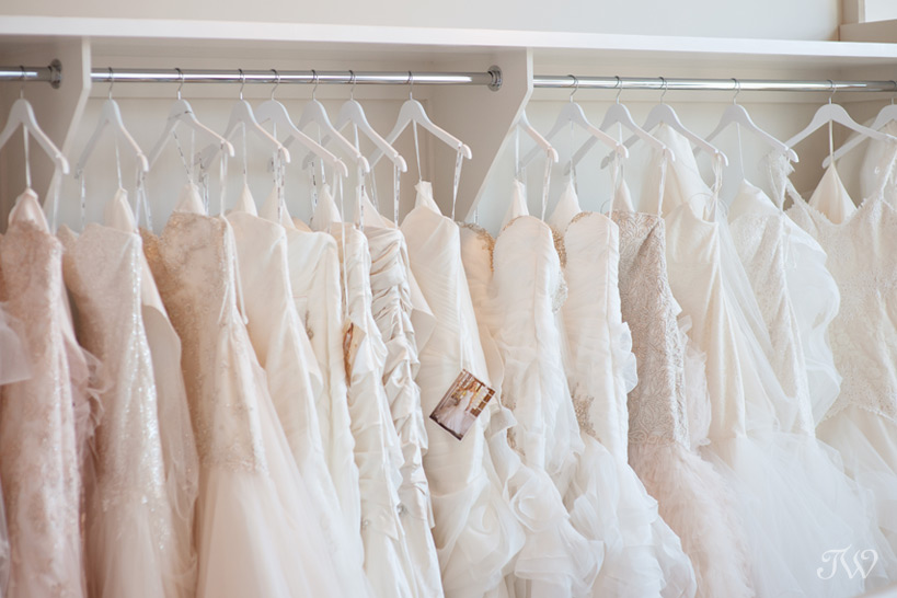 wedding dresses on display at The Bridal Boutique captured by Tara Whittaker Photography
