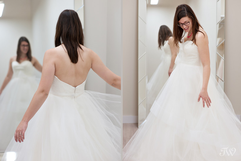 bride trying on a Hayley Paige gown captured by Tara Whittaker Photography