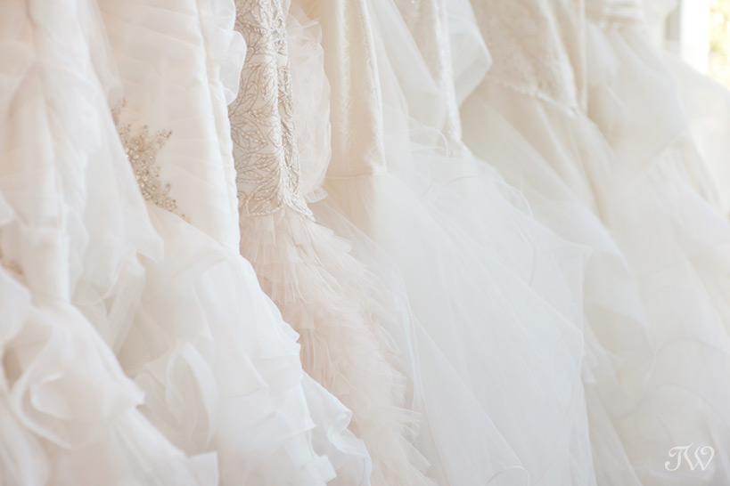 tulle skirts in wedding dress shops in Calgary captured by Tara Whittaker Photography