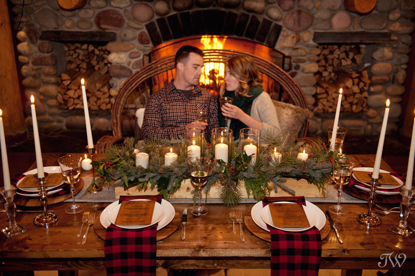 couple dine at Buffalo Mountain Lodge in Banff captured by Tara Whittaker Photography