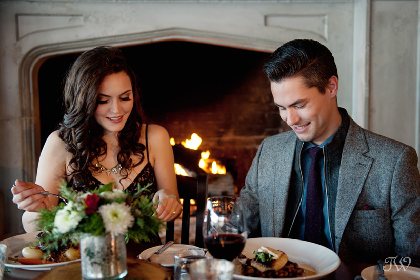 romantic dinner at The Lake House captured by Calgary wedding photographer Tara Whittaker