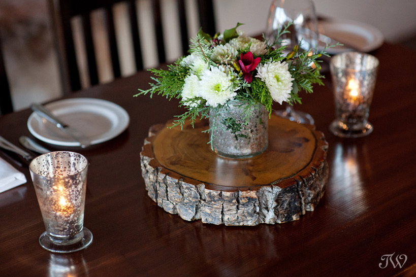 Christmas centrepiece from Flowers by Janie captured by Tara Whittaker Photography