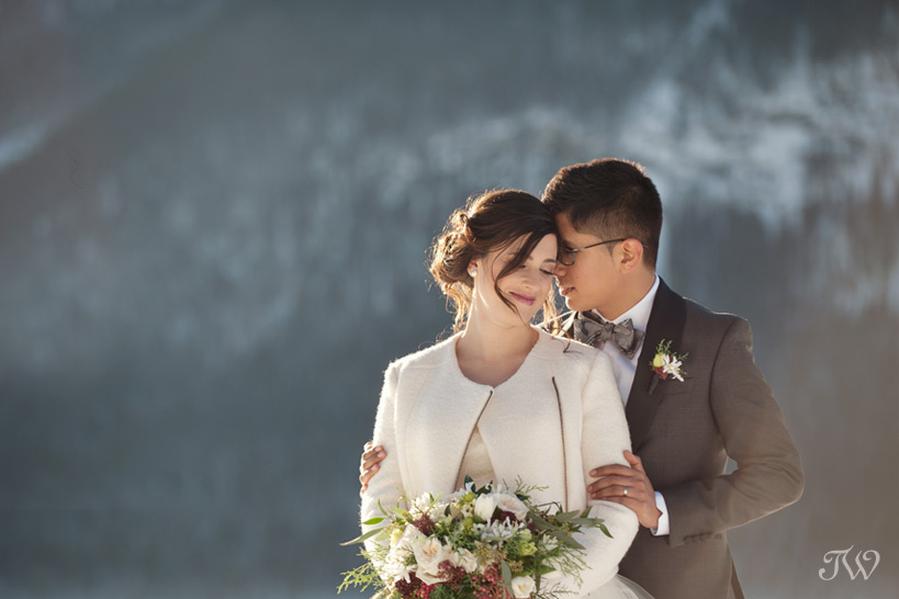 bride and groom at their mountain wedding captured by Tara Whittaker Photography