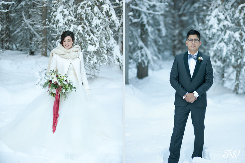 bride and groom at their winter wedding captured by Tara Whittaker Photography