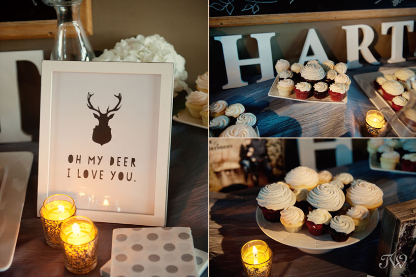 Dessert table at a Fernie wedding captured by Tara Whittaker Photography