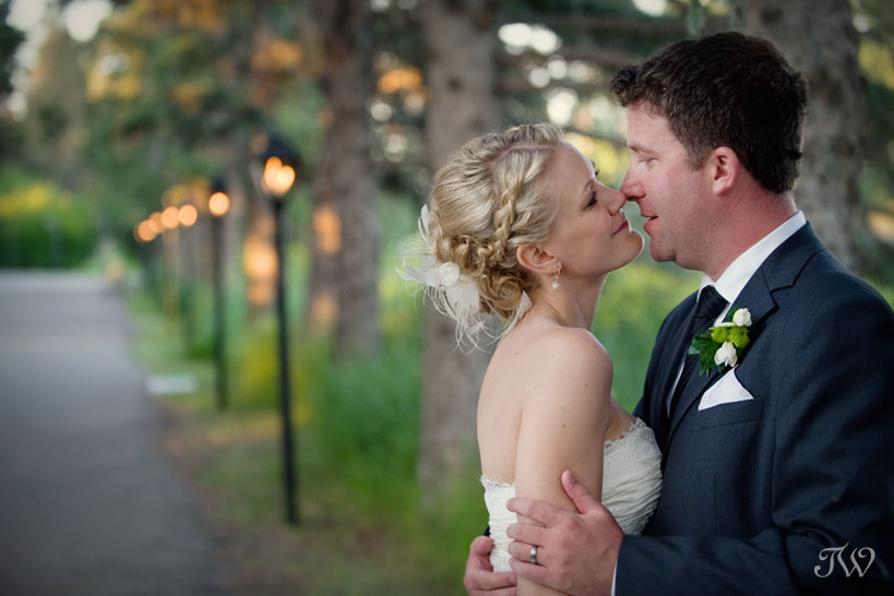 bride and groom at their Bow Valley Ranche wedding captured by Tara Whittaker Photography
