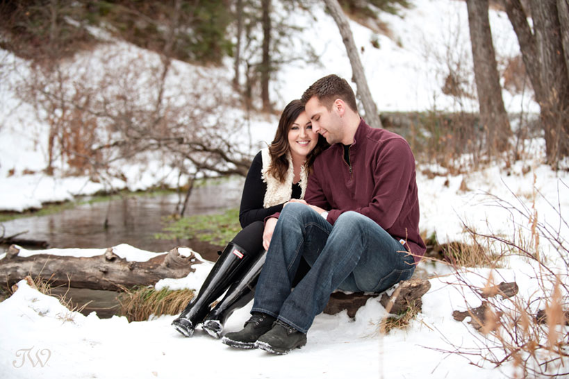 couple pose for unique engagement photos captured by Tara Whittaker Photography