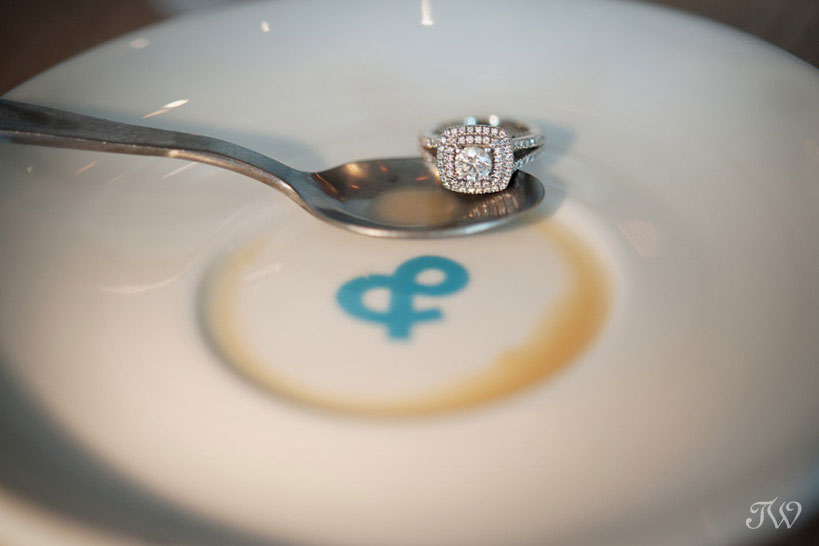 ring shot during a coffee shop engagement session by Tara Whittaker Photography