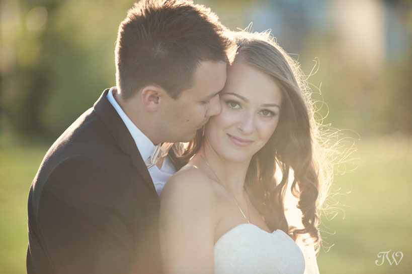 bride and groom during the golden hour captured by Tara Whittaker Photography