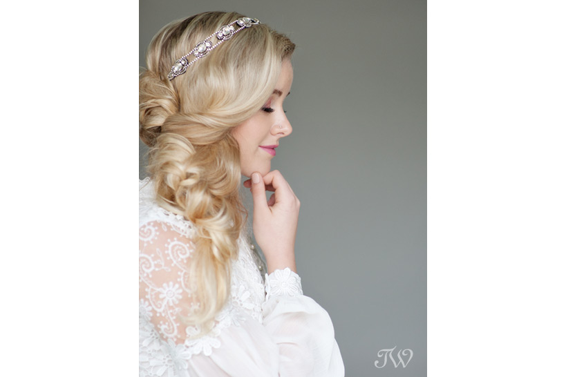 Romantic sideswept hair captured by Tara Whittaker Photography