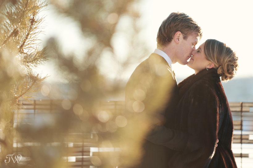 bride and groom during winter wedding photos captured by Tara Whittaker Photography