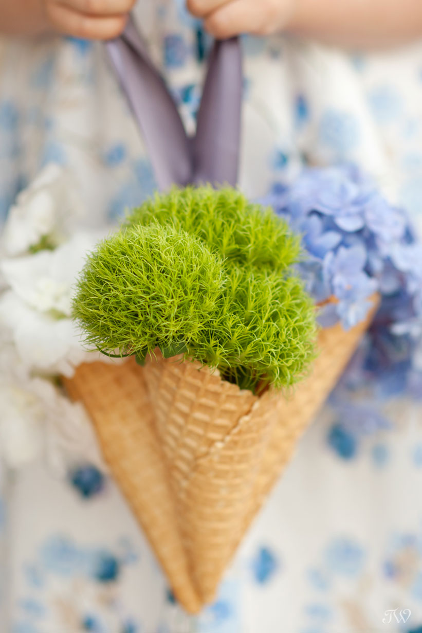 flower girl ideas ice cream cone bouquets captured by Tara Whittaker Photography