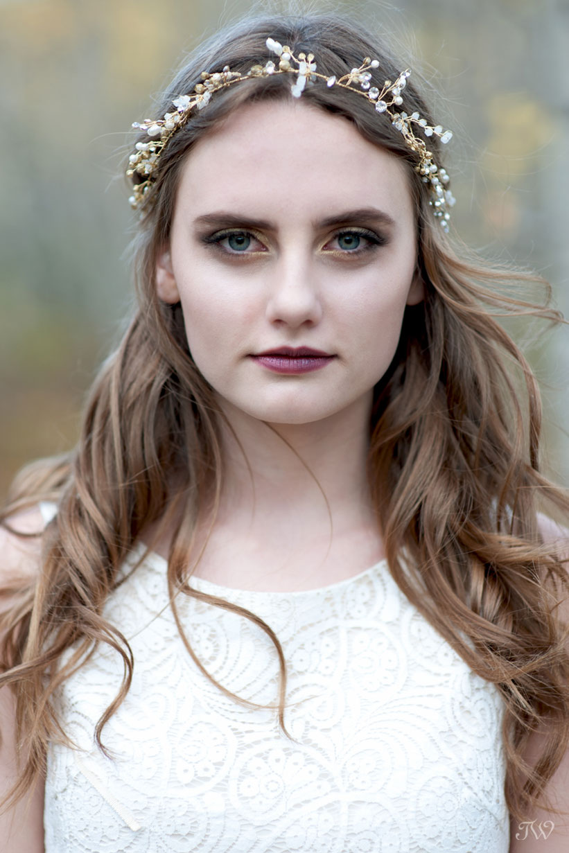 bohemian bride wears a headpiece by Olivia the Wolf captured by Tara Whittaker Photography