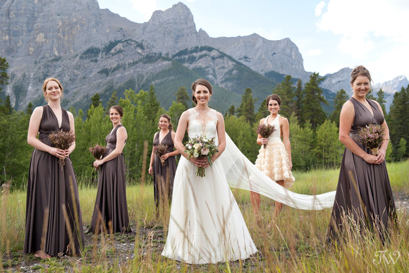 bride with her bridesmaids near Quarry Lake Tara Whittaker Photography