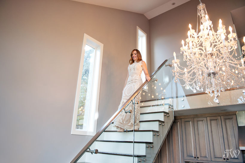 The bride wearing a lace gown from BHLDN captured by Tara Whittaker Photography