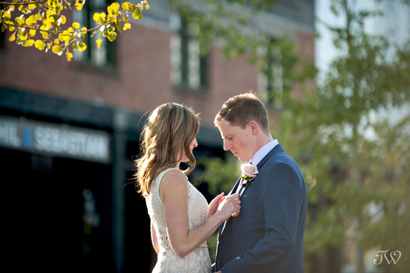 Bride and groom before their Charbar Calgary wedding captured by Tara Whittaker Photography