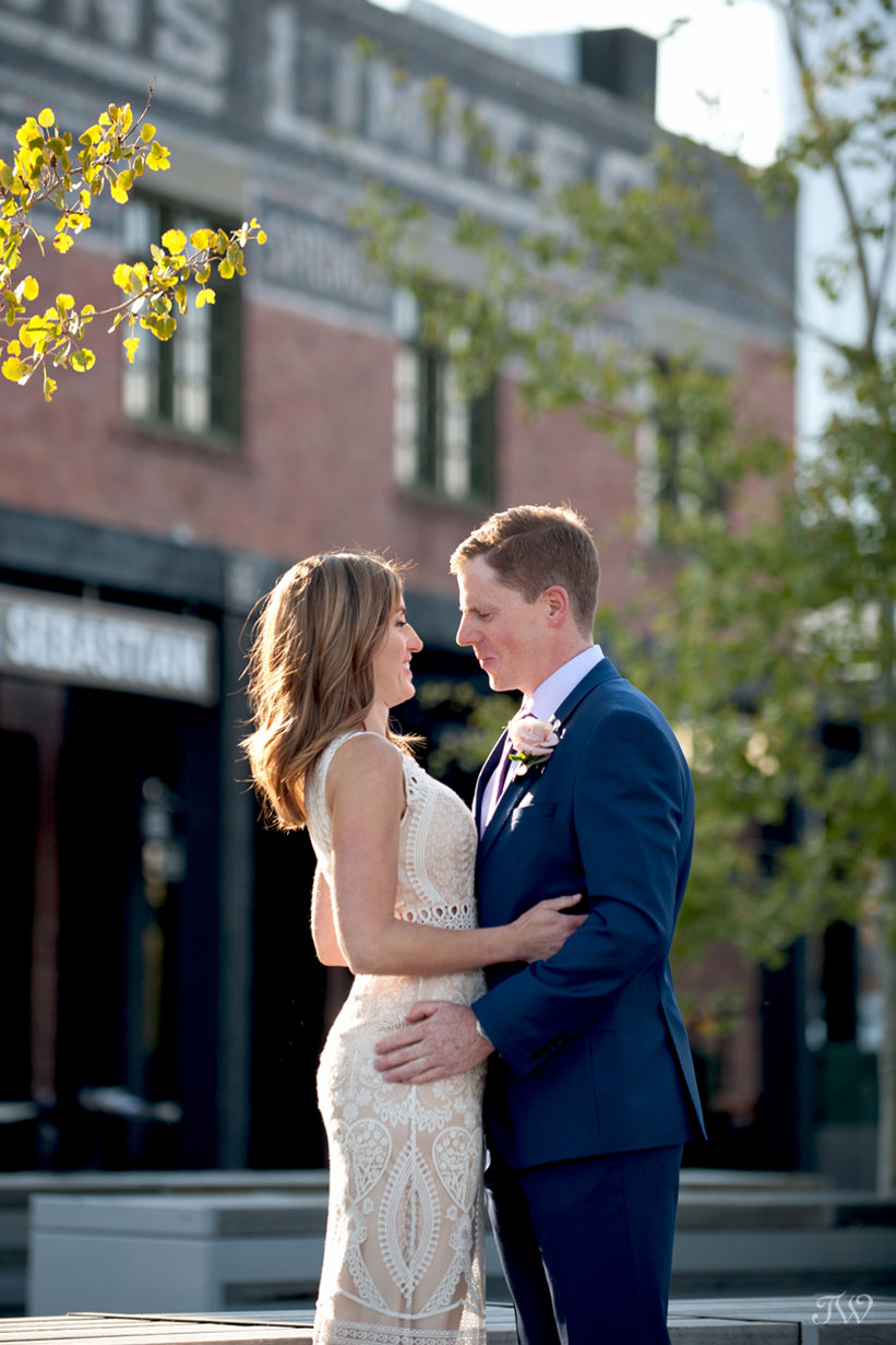 Bride and groom before their Charbar Calgary wedding captured by Tara Whittaker Photography