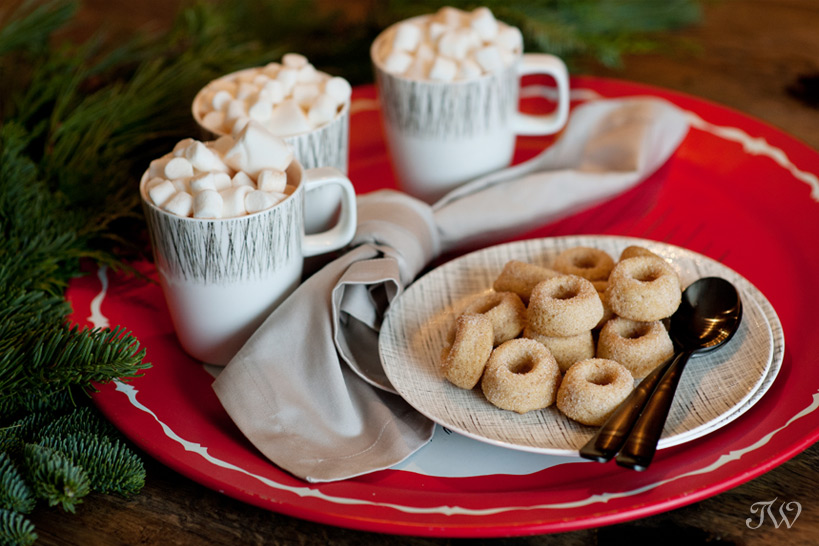 Hot chocolate and donuts for a mid century modern Christmas captured by Tara Whittaker Photography