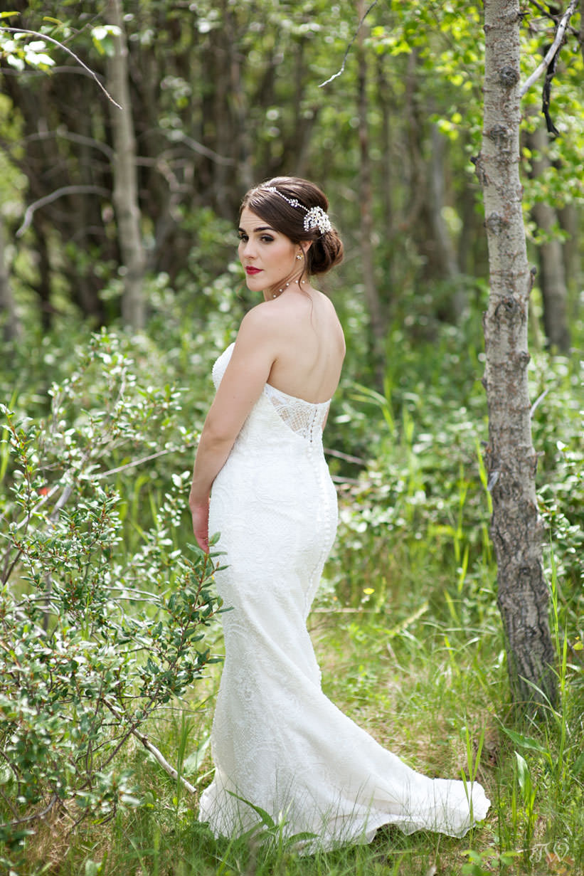 bride before her Rocky Mountain elopement at Barrier Lake captured by Tara Whittaker Photography
