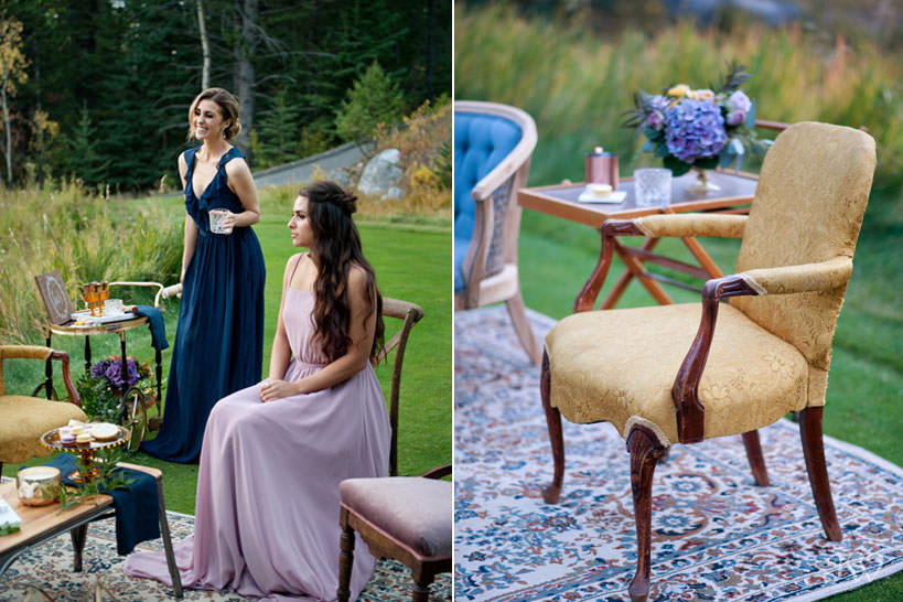 outdoor cocktail lounge at a Silvertip wedding captured by Calgary wedding photographer Tara Whittaker