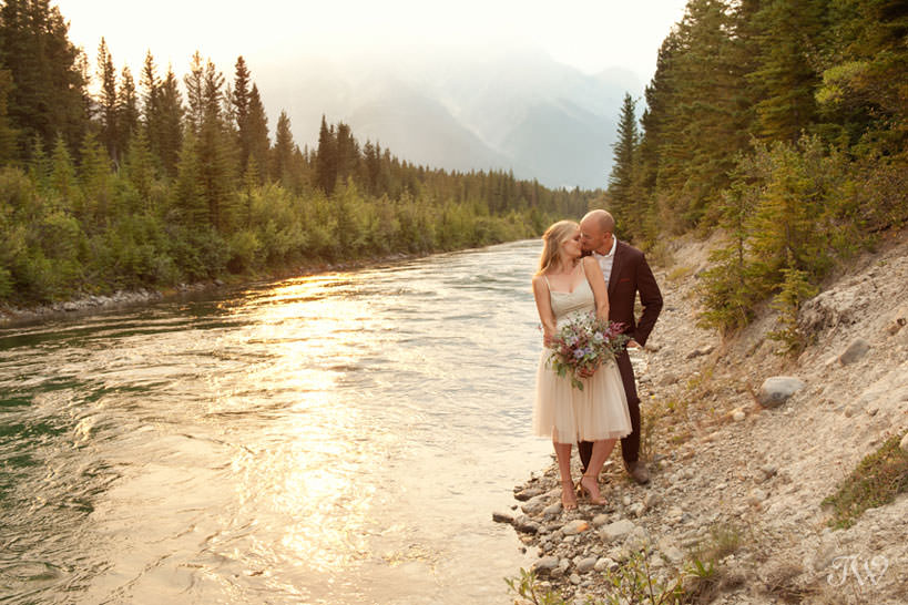 Couple during their Spray Lakes engagement session captured by Tara Whittaker Photography