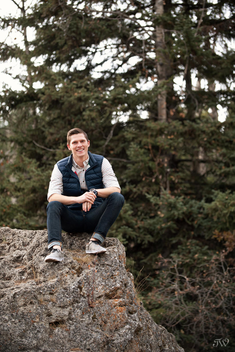 Geoff during his Big Hill Springs engagement session captured by Tara Whittaker Photography