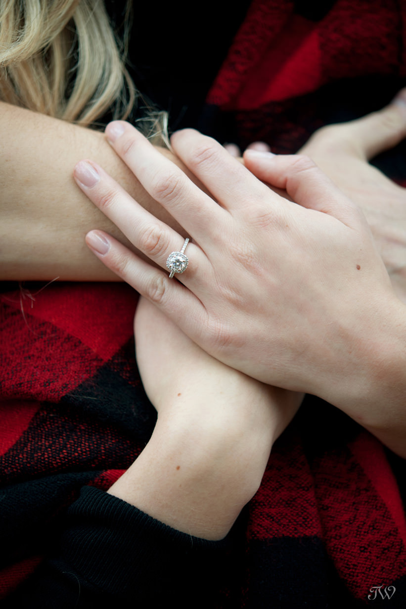Engagement ring shot Big Hill Springs engagement session captured by Tara Whittaker Photography