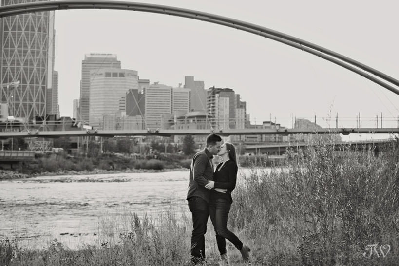 Bride and groom at George C King bridge during East Village engagement session captured by Tara Whittaker Photography