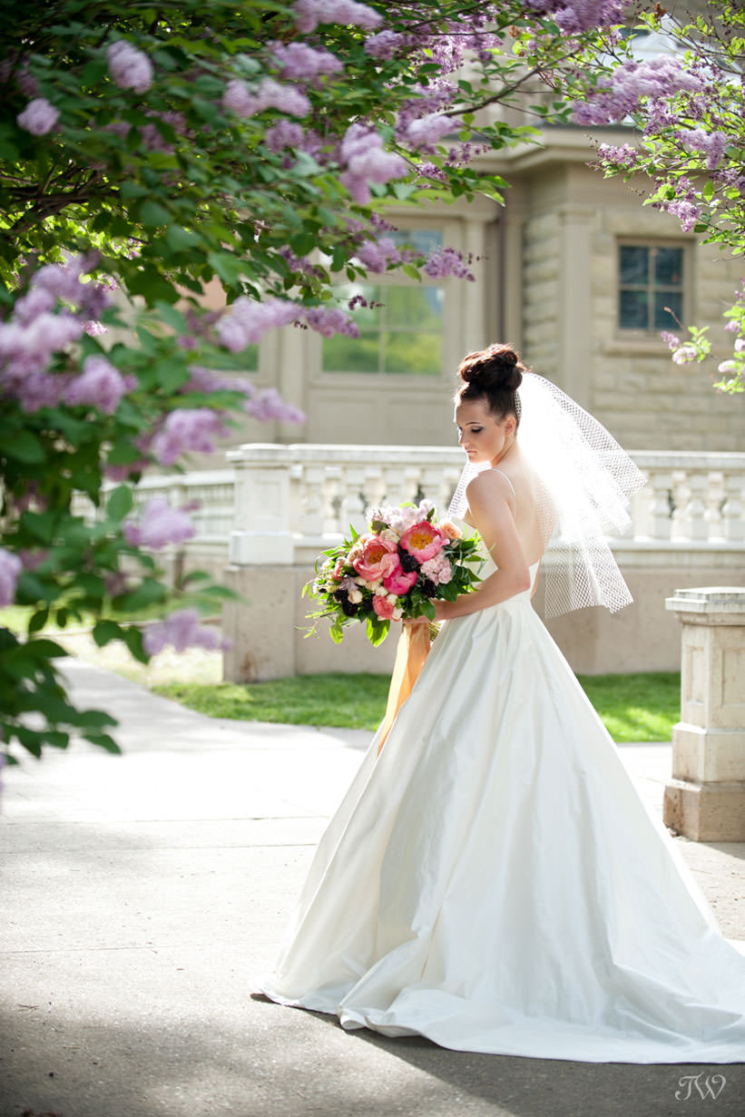 Spring bride carries peonies in this feature of best bridal bouquets by Tara Whittaker Photography