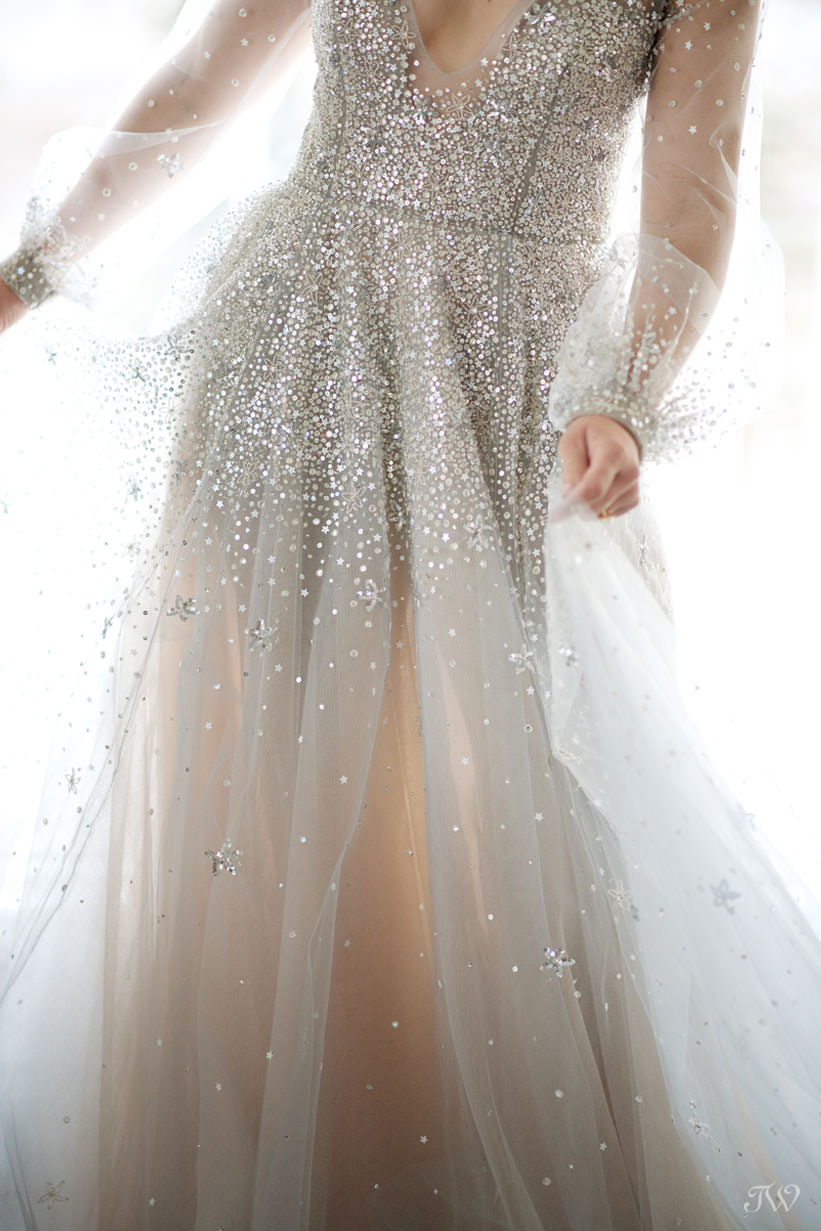 Details of Hayley Paige gown captured by Calgary wedding photographer Tara Whittaker
