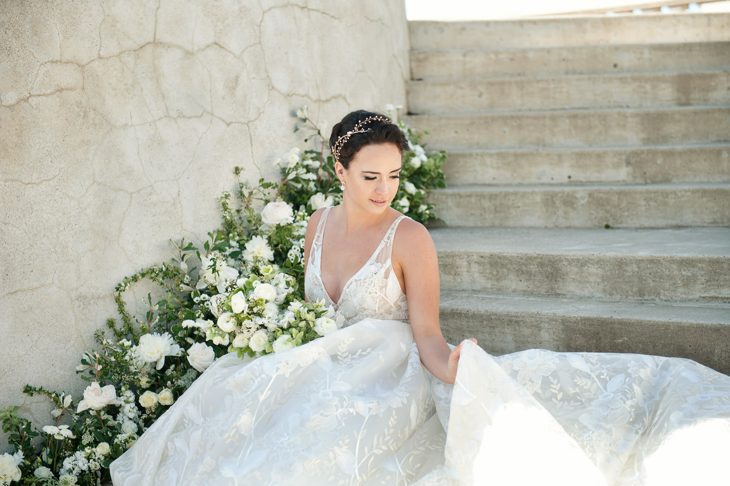 Bride on the Grand Staircase at Spruce Meadows captured by Tara Whittaker Photography