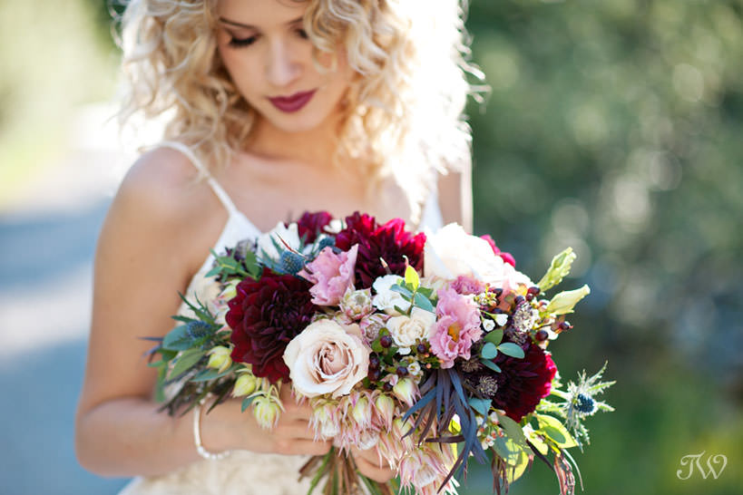 Bridal bouquet from Flowers by Janie for a mountain wedding captured by Tara Whittaker Photography