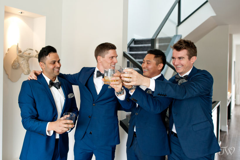 Groom with his groomsmen captured by Calgary wedding photographer Tara Whittaker