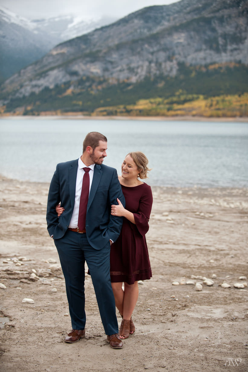 where to take engagement photos in the Rockies Barrier Lake Tara Whittaker Photography
