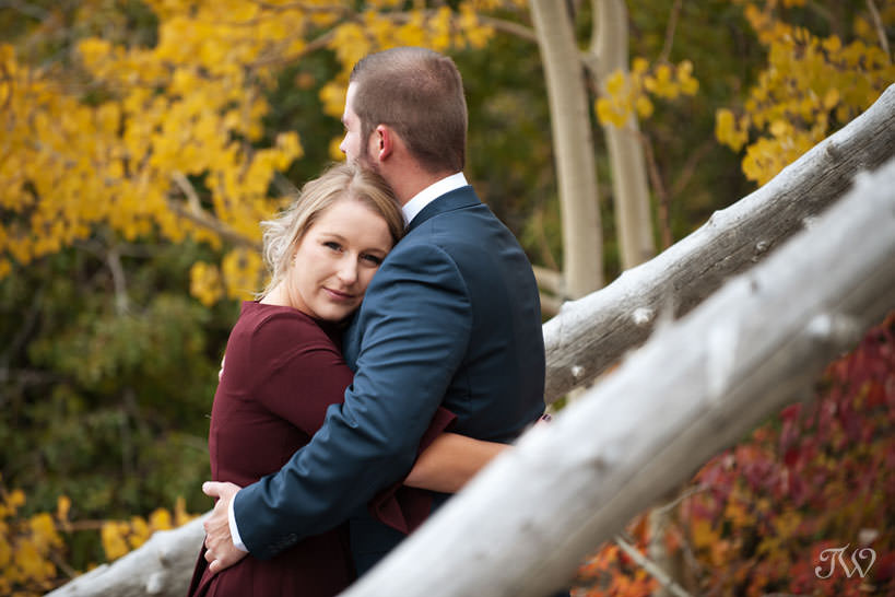 fall foliage during a barrier lake engagement session with Tara Whittaker Photography