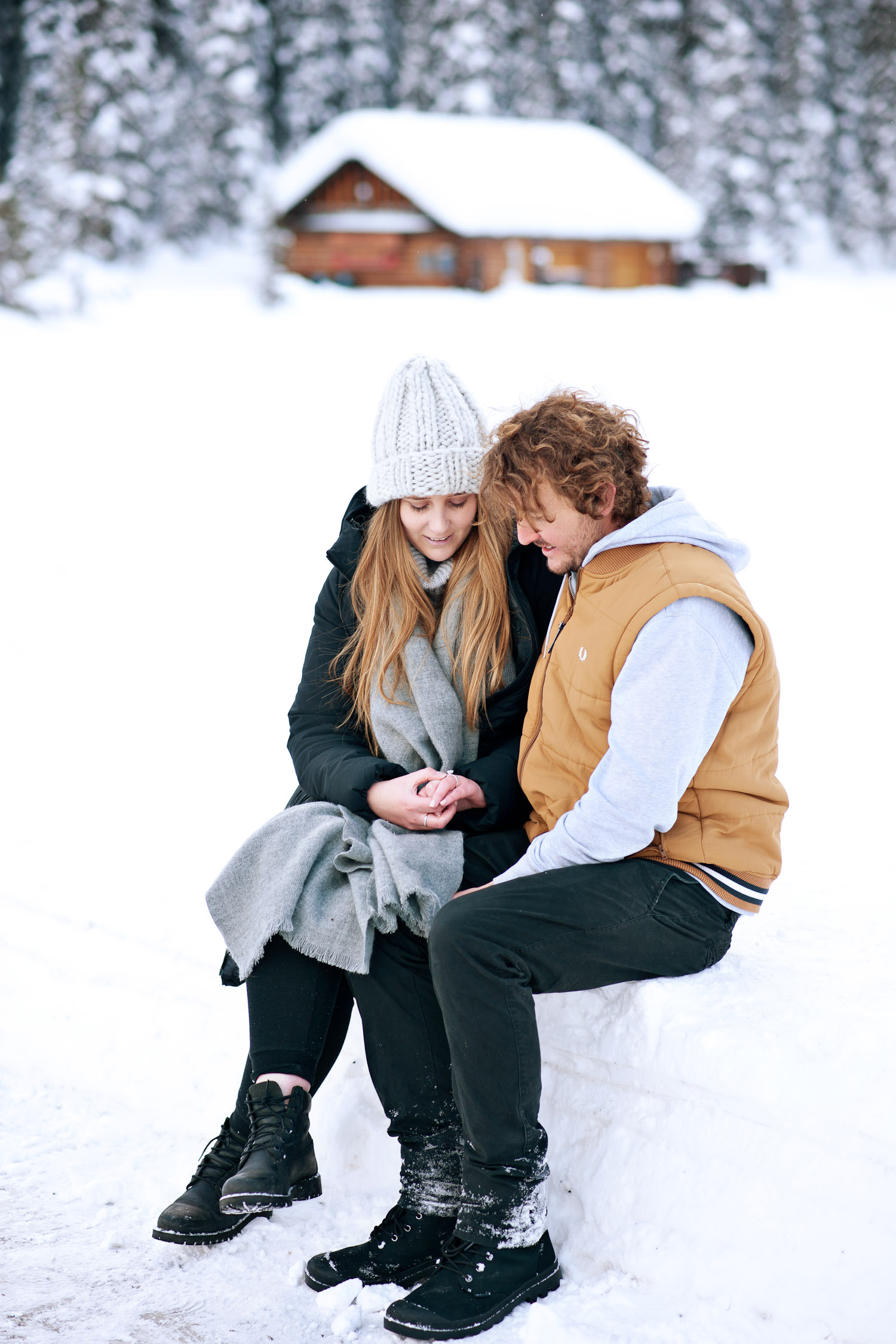Couple gets engaged at Lake Louise captured by Calgary wedding photographer Tara Whittaker