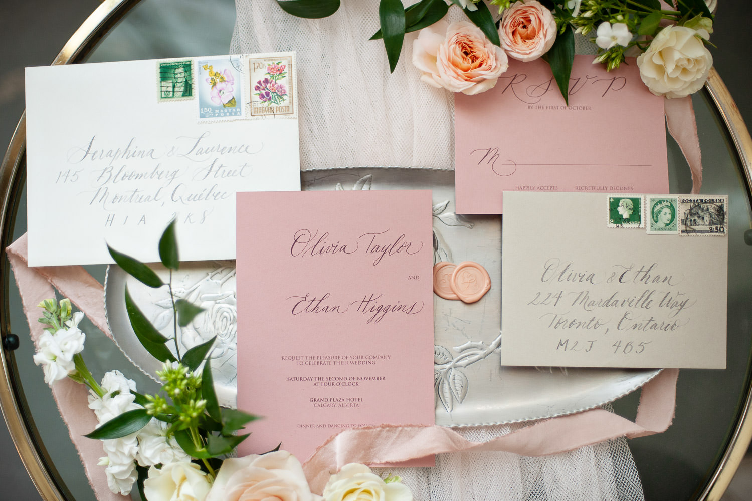 hand-lettered invitation suite captured by Tara Whittaker Photography