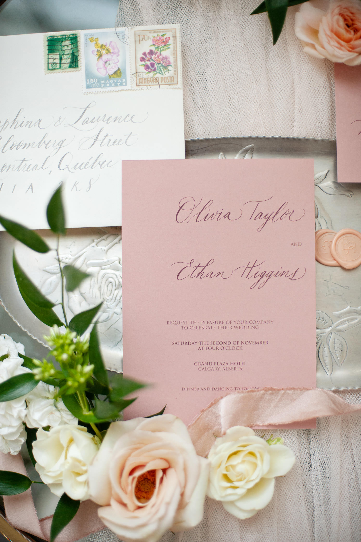 pastel wedding invitation captured by Tara Whittaker Photography