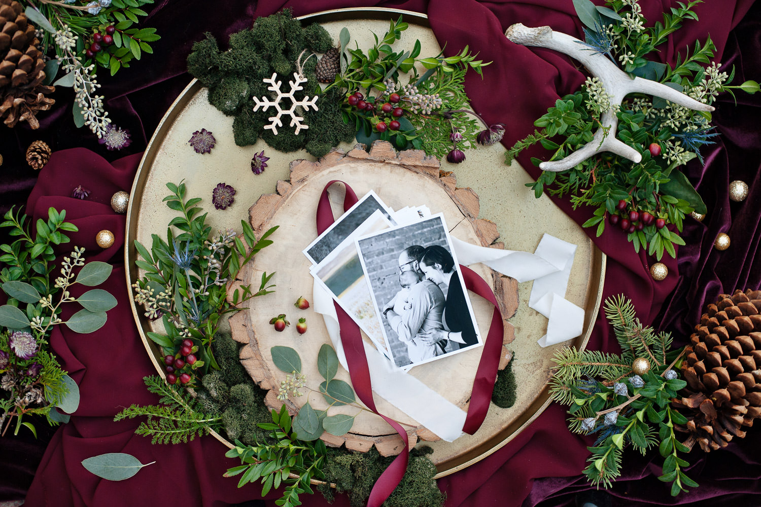 Winter flatlay for holiday mini sessions with Tara Whittaker Photography